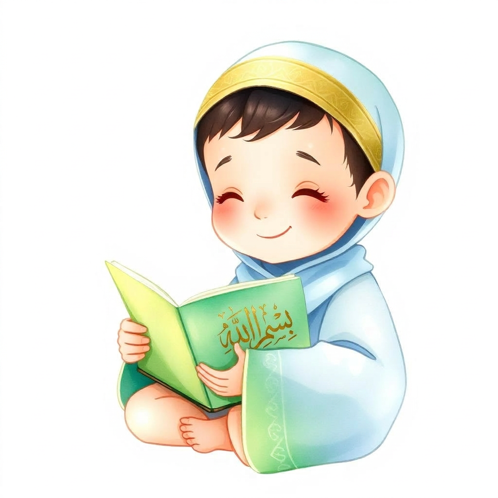 A happy child learning the Quran